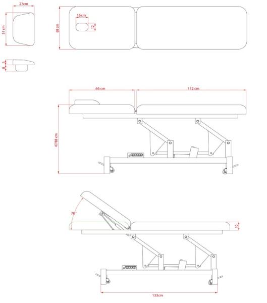 Massageliege "Ferro" mit 1 Motor – elektrisch höhenverstellbar